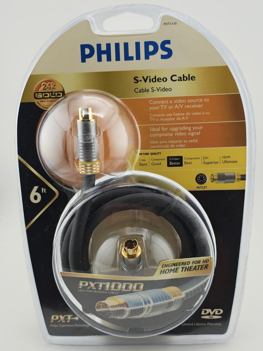 Vintage Philips PXT1000 6ft S-Video Cable NOS Sealed 24k Gold Retro Gaming CRT